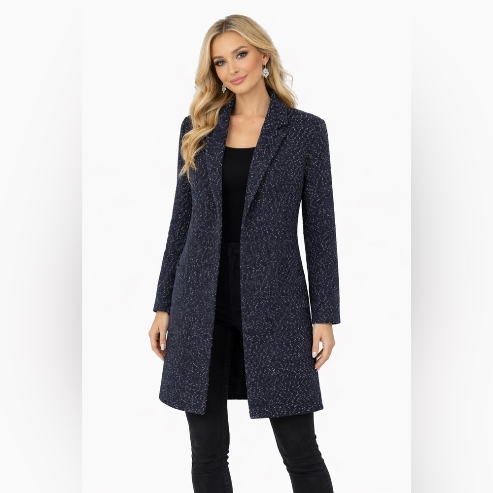 188 St. John Couture Blue and White Speckled Zip up Coat